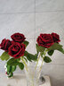 花艺赫家饰仿真花玫瑰花单支 客厅装饰花假花摆件 红色玫瑰花仿真花束摆设花 51厘米绒布珍珠玫酒红【5支】 实拍图