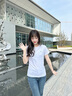 Calvin Klein Jeans夏季女士简约ck印花休闲纯色圆领舒适打底短袖T恤J221165 YAF-月光白 S （推荐80-95斤） 实拍图