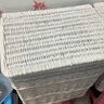金柳 家居收纳筐脏衣篮篓收纳篮藤编有盖储物箱 珍珠白色+白色蕾丝 大号 实拍图