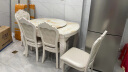 谜城静静 欧式餐桌椅组合实木大理石伸缩折叠小户型圆桌方形多功能饭桌 餐桌+六皮椅 1.35M 实拍图