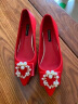布力潘新娘穿的结婚鞋子女红色平底婚鞋中式秀禾鞋3cm孕妇穿的平跟单鞋 红色绒面(圆扣) 39 晒单实拍图