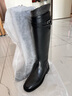 百丽（Belle）牛皮周雨彤同款双子星骑士女冬季商场款长靴B9V1DDG5 经典版-黑色（绒里） 36 实拍图