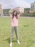 白木木（baimumu）时尚新款女短袖套装女学生宽松显瘦气质印花潮流百搭休闲运动套装 粉色套装 M（建议85-105斤） 实拍图