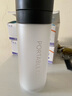 塑料杯男女学生情侣便携大容量水杯 简约清新运动带茶网随手杯子 黑色600毫升（磨砂） 单杯 实拍图