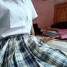 萝美酱jk制服春秋全套女生短裙学院风JK裙百褶裙半身裙套装显瘦裙子 温柔格裙+短袖衬衫+领结 S 【建议80-95斤】 实拍图