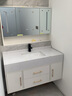 遇晨轻奢大理石浴室柜岩板一体盆洗手盆柜组合卫生间智能镜洗手洗漱台     包安装 可免费升级抽拉龙头 B110白色大理石下挂智能镜款 实拍图