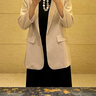 凡琴简约七分袖休闲西装外套高级感通勤职业小西服女 浅杏色 M  实拍图