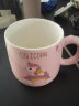 盛樱咖啡杯子男女情侣水杯牛奶杯子陶瓷马克杯陶瓷杯卡通 带盖子茶杯 粉色独角兽 实拍图