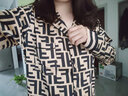 裴珂黛克（pinkdackeb）双ff冰丝情侣睡衣女春夏长袖时尚洋气男士家居服薄款套装 卡其色 女M码(90-110斤) 实拍图