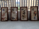 春半梅兰竹菊挂画中堂字画客厅装饰画沙发背景国画山水画四联书房壁画  梅兰竹菊-1 120*40cm红木色实木框-四联组合 实拍图