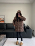 太平鸟女装羽绒服连帽泡芙冬保暖面包服外套 咖色中长款 XS 实拍图