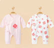 贝瑞加（Babyprints）新生儿连体衣2件装男女宝宝长袖纯棉内衣卡通护肚爬服 粉59 实拍图
