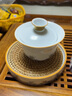 韵无涯羊脂玉瓷盖碗 金丝珐琅彩大号泡茶碗茶具陶瓷三才盖碗带盘整套 海水江崖盖碗套装 实拍图