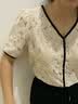 百图（betu）betu百图女装小香撞色黑边蕾丝V领泡泡袖衬衫女2204T34 杏色 S 实拍图