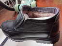 奥康棉鞋男冬季棉皮鞋真皮套脚中老年加绒爸爸短筒保暖男士棉皮棉鞋男 黑色 42 (260mm) 实拍图