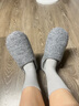 内泊乳胶棉拖鞋男冬季天女士羊毛毛防臭防滑静音保暖大码家居舒服软底 鲸灰 37-38 正码正拍 实拍图