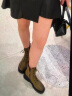 洛梦希菲（ROMOHIPH）品牌法式马丁靴女复古圆头系带春秋单靴擦色坡跟短靴潮 绿色单里 37 晒单实拍图
