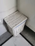 宜然家居 藤编脏衣篮 带盖脏衣服收纳筐脏衣篓洗衣篮 白色筐+蓝白格里布 小号 实拍图