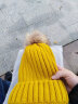 帽子女冬季韩版毛线帽仿貉子毛球冬天加绒加厚保暖学生护耳套头针织帽冬帽可爱 黄色 通码 晒单实拍图