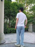 蒂卡登牛仔裤男宽松百搭裤子男春秋季韩版潮流阔腿休闲加绒直筒长裤 浅蓝色 L（建议110斤-130斤） 实拍图