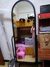 启励穿衣镜全身试衣镜落地可移动卧室挂墙镜子显瘦服装店家用梳妆镜 有支架45*160黑色 高清 实拍图