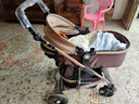 逗逗熊婴儿推车高景观童车宝宝可坐可平躺双向避震折叠BB轻便手推车  旗舰版灰色+坐躺+单手收+遮阳蚊帘+后轮高配+餐盘 实拍图