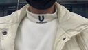 有衣有靠胖子日系刺绣高领长袖打底衫男大码宽松韩版潮流痞帅百搭休闲卫衣 SW213白色 XL 130-150斤可选 实拍图
