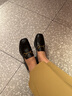 千百度（C.BANNER）女鞋春夏款牛皮一脚蹬乐福鞋简约方头小皮鞋A23407902 黑色 38  实拍图