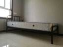 天坛家具铁艺床经典单双人钢木铁床现代环保简约小户型黑白色铁艺婚床 铁艺床（黑色）+床头柜*1 1.0*1.9m 实拍图