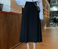 欧贝汐半身裙女中长裙韩版春夏春秋冬季高腰显瘦百搭中长款A字大摆裙子 黑色 S 实拍图