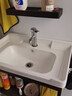 久勒（JIOOLER）卫生间陶瓷挂墙式洗手盆小户型洗脸盆柜组合阳台迷你洗面盆太空铝 60*40铝柜+盆+下水+龙头+方镜 实拍图