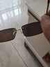 箫秒天然水晶石眼镜无框钻石切边墨镜高清养眼男士太阳镜纯正石头镜片茶色水晶镜片可定制近视眼镜镜片 茶色水晶镜片+金色圆腿架 实拍图