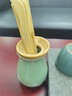 美斯尼 茶道六君子套装茶具配件陶瓷黑檀木实木竹木茶漏茶勺竹镊子夹子茶则茶针茶匙茶筒茶道茶艺带茶刀茶巾 青玉冰裂 实拍图