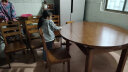 上林春天实木餐桌 可伸缩折叠实木餐桌椅组合餐桌餐椅圆形饭桌子餐厅家具 1.38米胡桃色 一桌六椅 实拍图