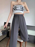 FitonTon灰色西装阔腿裤女秋冬款潮流气质高级感休闲裤垂感宽松西裤M 实拍图
