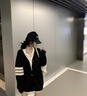 娇茹妮美式复古学院风慵懒撞色条纹毛衣外套女秋冬宽松针织开衫chic上衣 黑色 M(78—110斤） 实拍图