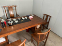 古越龙腾 实木茶桌椅组合泡茶台带烧水壶一体式小阳台大板茶几整套办公室 湿泡款 抽屉脚+1凌霄椅+4梳背椅+石茶盘 1.8米新中式四抽屉款 实拍图