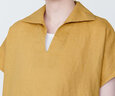 MUJI MUJI 女式 麻 水洗 开领半袖连衣裙 女装汉麻裙子夏季 BC2JLA4S 烟熏黄色 L 165/88A 实拍图