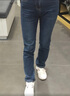 诗迪芙牛仔裤女网红弹力小直筒裤女韩版显瘦长裤春秋宽松显瘦网红百搭高腰弹力女裤 深蓝 29码(二尺二) 实拍图