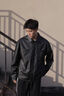 杰克·琼斯（JACK&JONES）男装春秋宽松皮衣舒适简约时尚纯色潮流休闲外套短款上衣PU夹克男 E40 黑色 M 175 实拍图