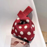 途尊（kingtrip）韩版ins网红背心包潮流针织手提包女个性手拎包水桶托特包盒饭袋 红色点点 晒单实拍图