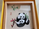老秀馆蜀绣熊猫伴手礼双面刺绣摆件工艺品中国特色礼物送老外出国纪念品 榉木外框-正方形团团圆圆 实拍图
