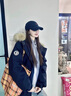 棉致加厚工装连帽棉服女新款宽松派克服棉衣外套女面包服羽棉袄绒服 X809藏蓝色【高品质80】 L 125-145斤 实拍图