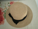 慕琼（MUQIONG）草帽女夏季平檐遮阳帽女款时尚防晒帽子女士草编平顶太阳帽可折叠 黑带 可调节M55-58cm 实拍图