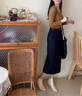 妙奕嘉半身裙女裙子春季新款女装显瘦包臀裙长裙a字裙直筒裙休闲一步裙 灯芯绒半身裙【黑色】 含腰带 M 【建议 96-105斤】 实拍图
