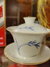 九楼阁 景德镇青花釉下彩手绘高白陶瓷盖碗功夫茶具茶杯三才碗180ml 竹韵 礼盒随机发 实拍图