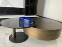 新品安嘉 茶几 意式轻奢圆形茶几钢化玻璃不锈钢家用客厅创意设计师茶几 100cm茶几+65cm边几 实拍图