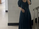 范思蓝恩23FS12677设计感分割法式牛仔连衣裙女夏季新款修身长裙 复古牛仔蓝 M 晒单实拍图
