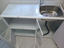 坚唯厨房柜子洗碗水槽柜简易组装经济型铝合金碗柜出租房不锈钢灶台柜 5门右盆带碗架长108宽40高80cm 实拍图