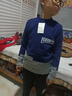 娅猫男童毛衣秋冬儿童针织衫男孩毛衣大童装打底衫加绒加厚保暖毛线衣 TLY白红蓝条-藏青(加绒款) 160 实拍图